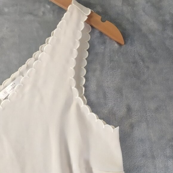 LC Lauren Conrad Women Scallop Trim Cami Tank Top‎ XS Cream Sheer Romantic Boho - Picture 6 of 10